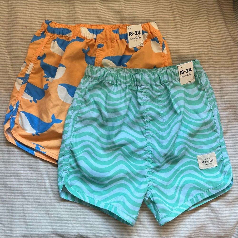 Two brand new pairs of toddler swim shorts 18-24 months